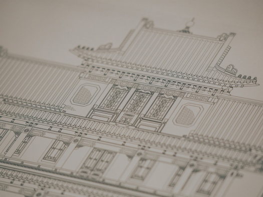 Asian Architecture blueprint representing intellectual property law