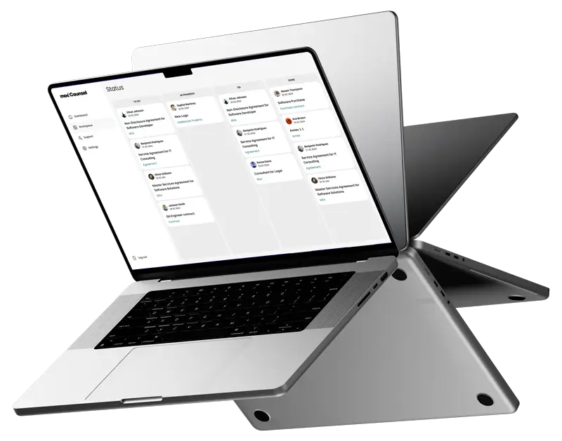 Laptop with modcounsel mcIO legal app